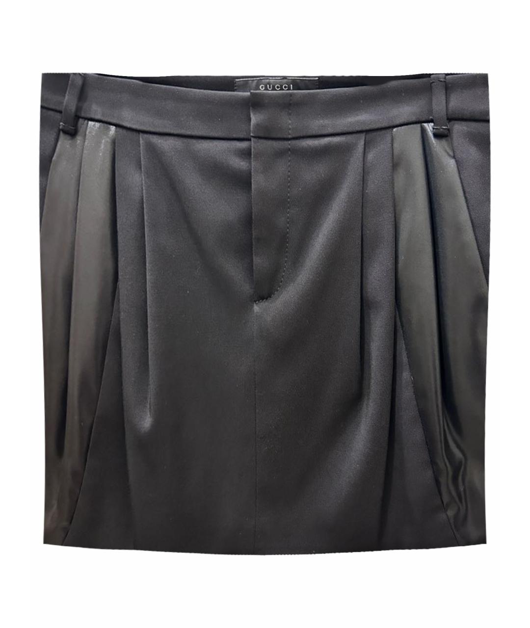 GUCCI Черная хлопковая юбка мини, фото 1