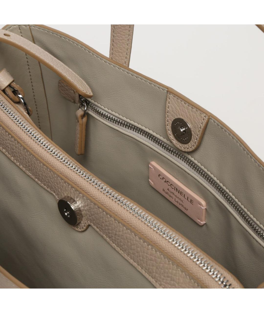 COCCINELLE Бежевая кожаная сумка тоут, фото 2