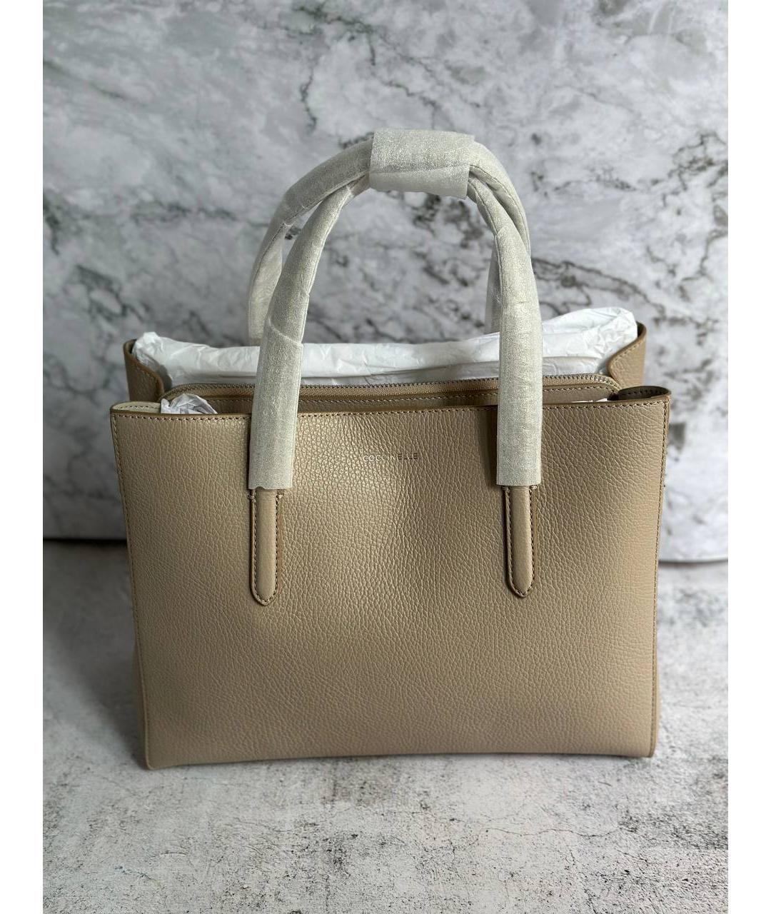 COCCINELLE Бежевая кожаная сумка тоут, фото 5