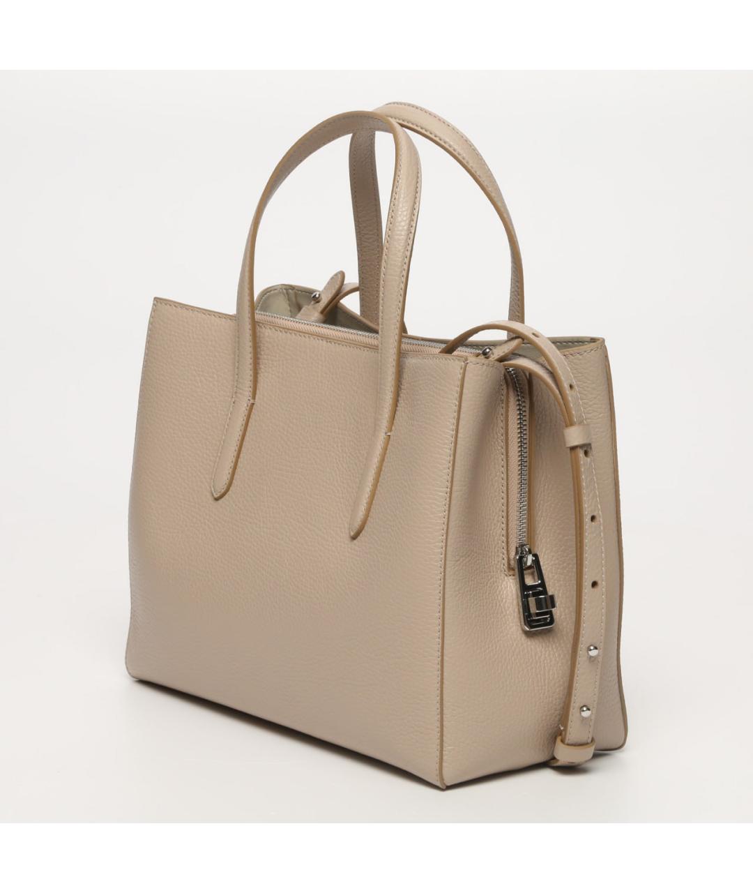 COCCINELLE Бежевая кожаная сумка тоут, фото 3
