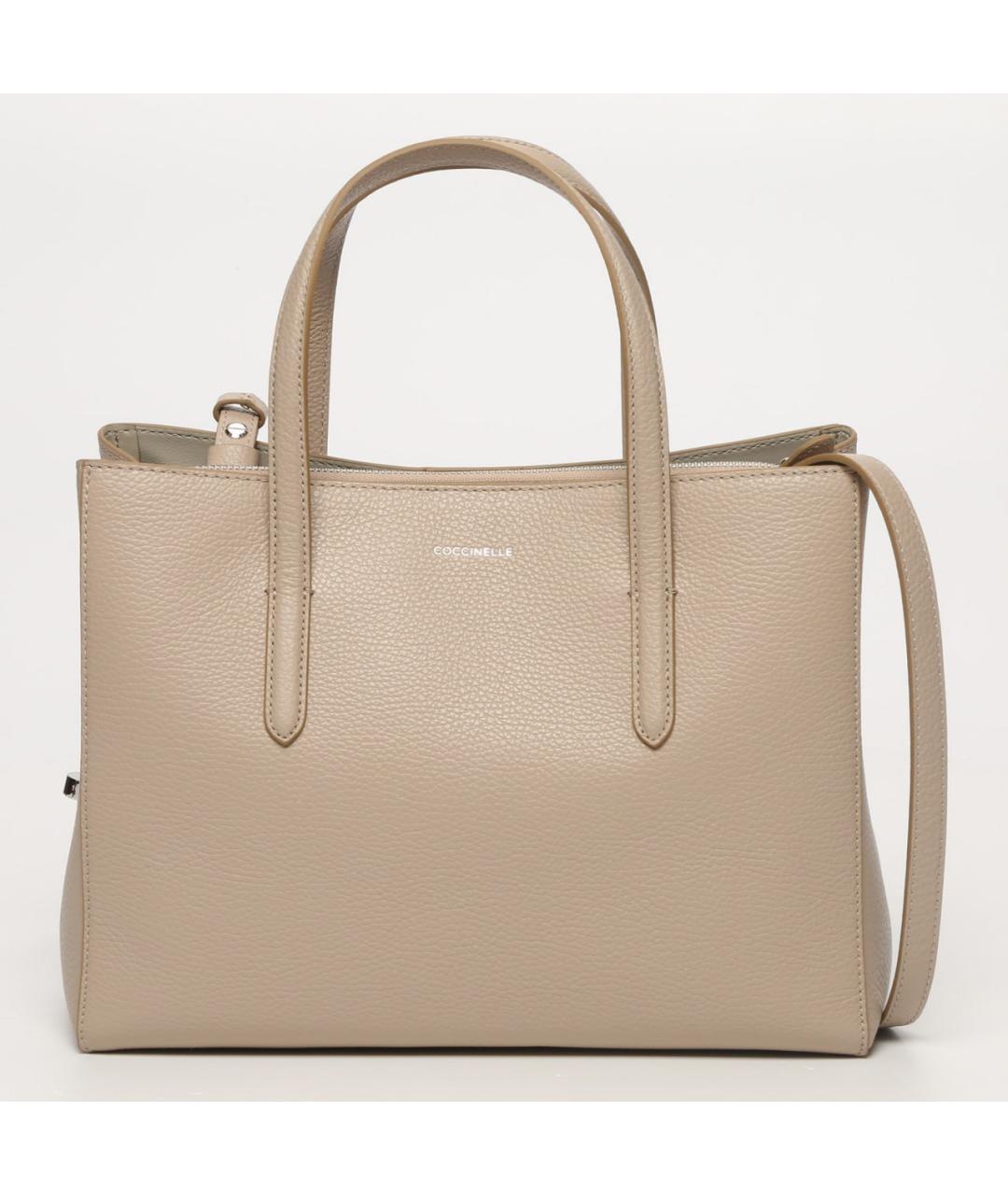 COCCINELLE Бежевая кожаная сумка тоут, фото 10