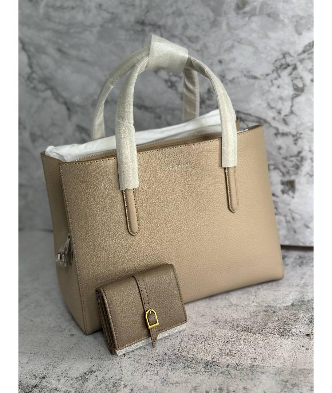 COCCINELLE Бежевая кожаная сумка тоут, фото 9