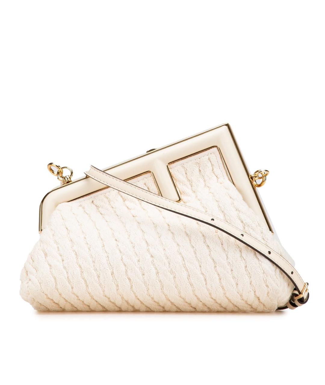 FENDI Белая шерстяная сумка через плечо, фото 2