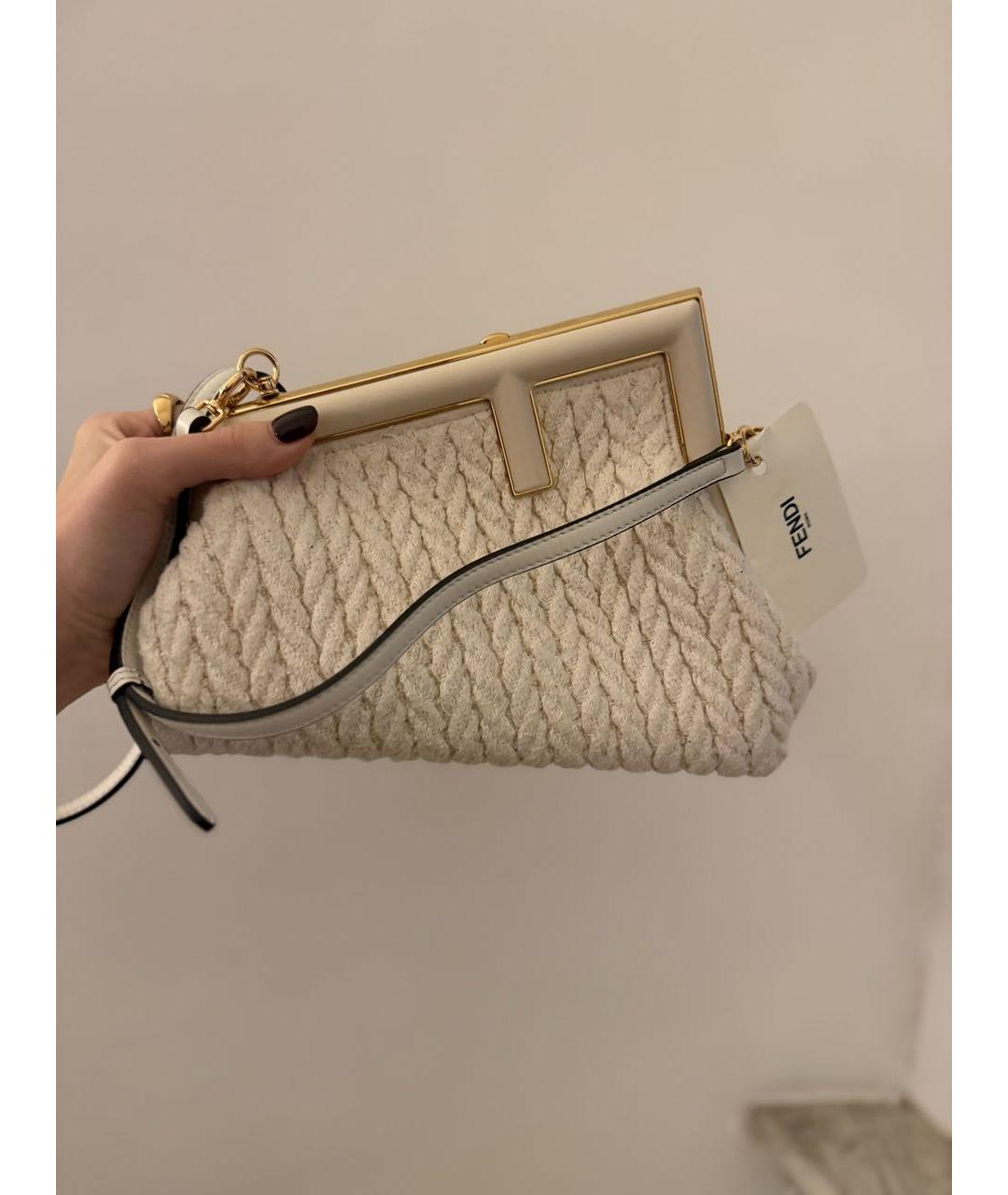 FENDI Белая шерстяная сумка через плечо, фото 6