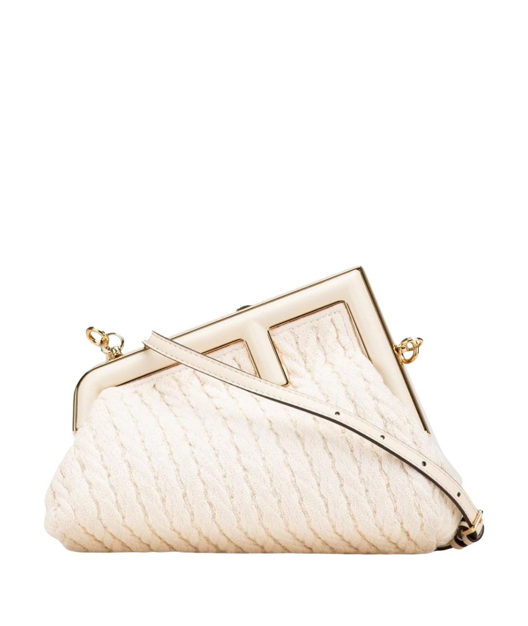FENDI Белая шерстяная сумка через плечо, фото 1