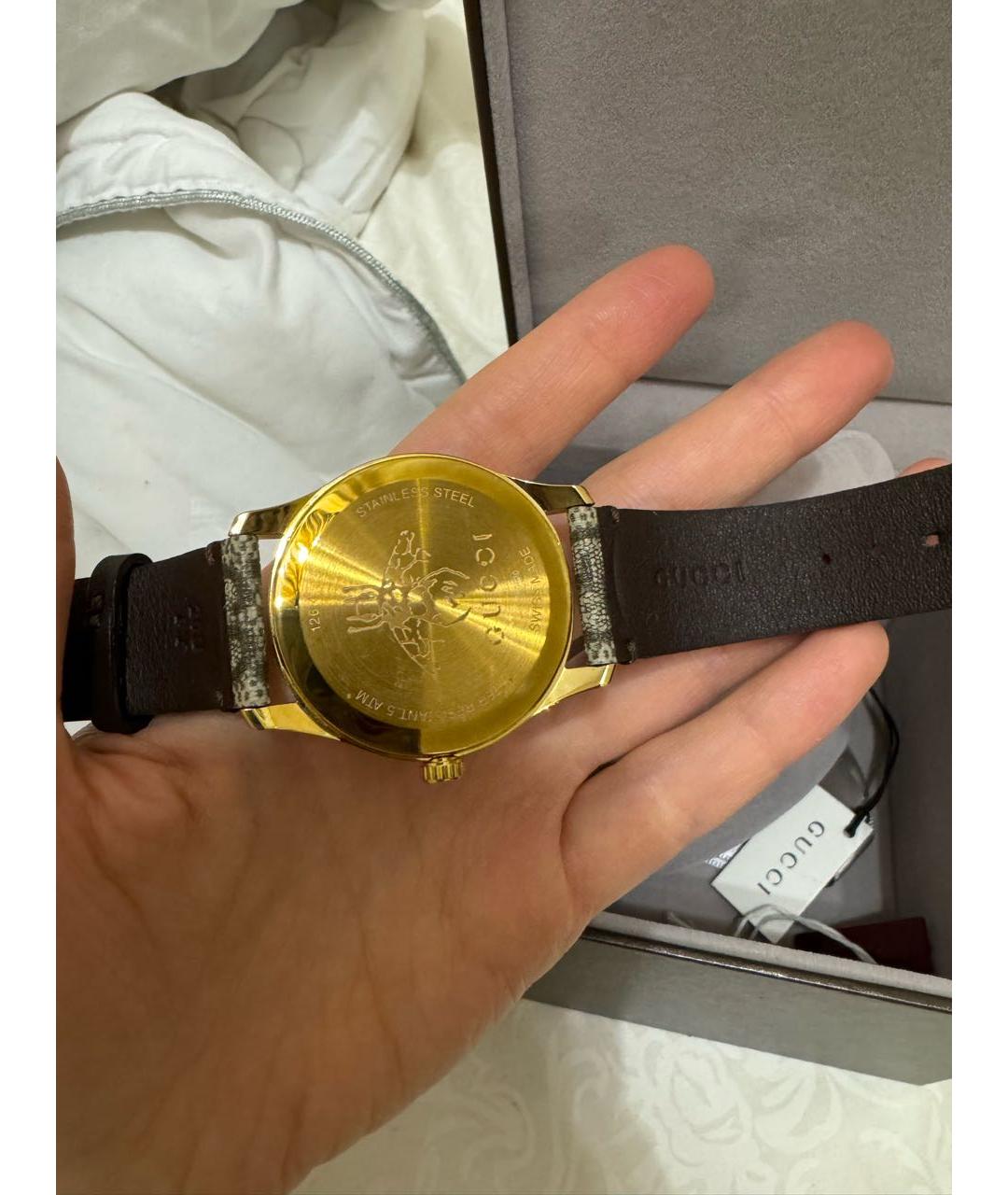 GUCCI Золотые кожаные часы, фото 5