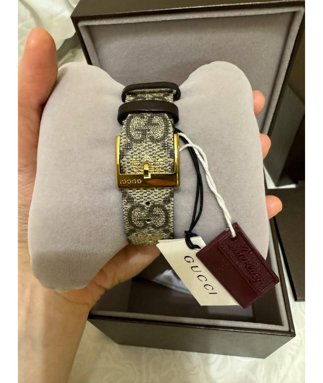 GUCCI Золотые кожаные часы, фото 3