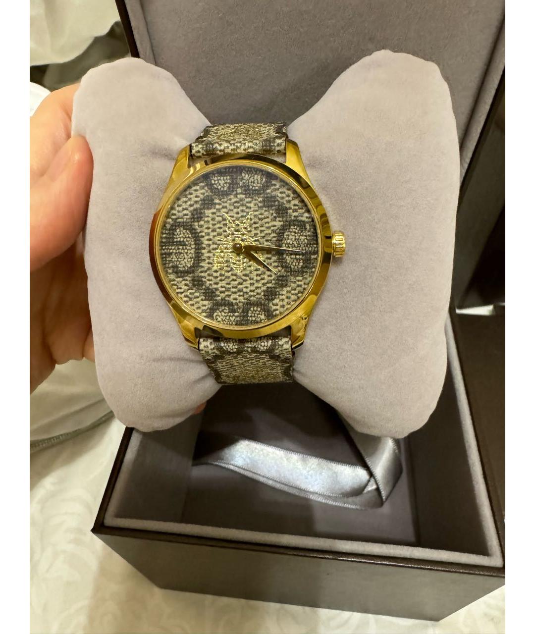 GUCCI Золотые кожаные часы, фото 9