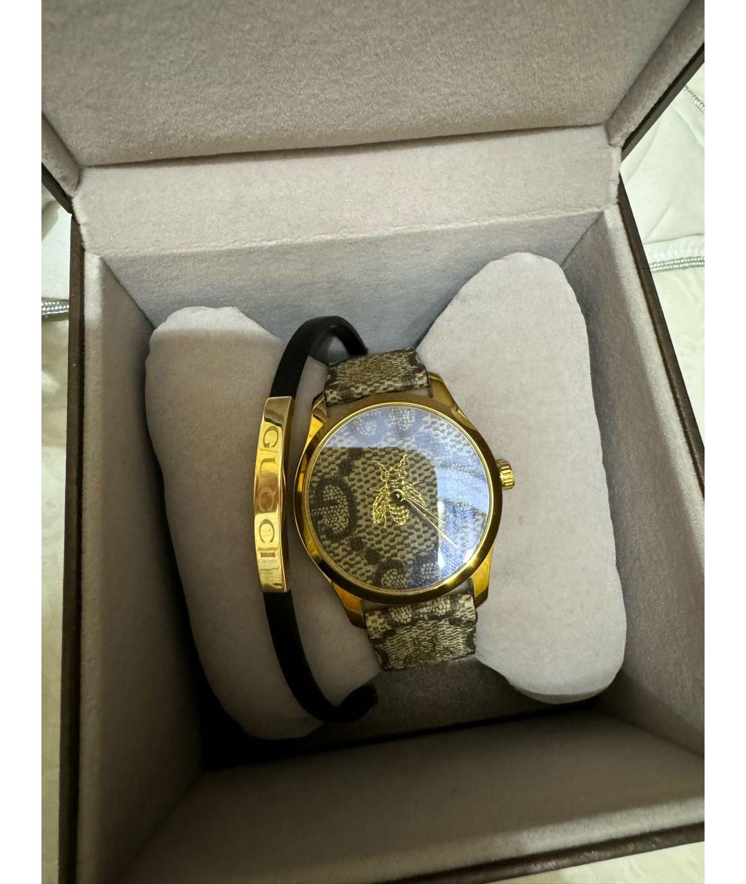 GUCCI Золотые кожаные часы, фото 6