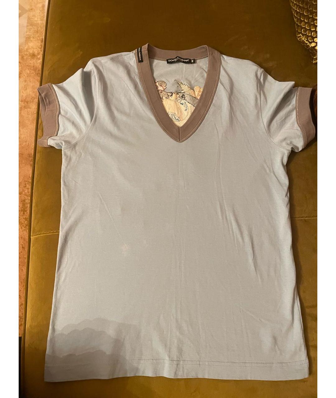 DOLCE&GABBANA Бирюзовая хлопковая футболка, фото 5