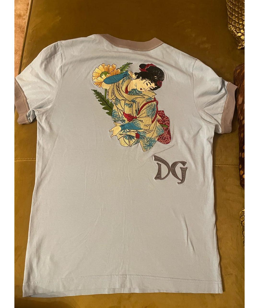 DOLCE&GABBANA Бирюзовая хлопковая футболка, фото 2