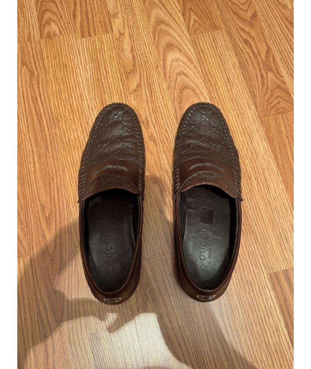 GUCCI Коричневые кожаные мокасины, фото 3