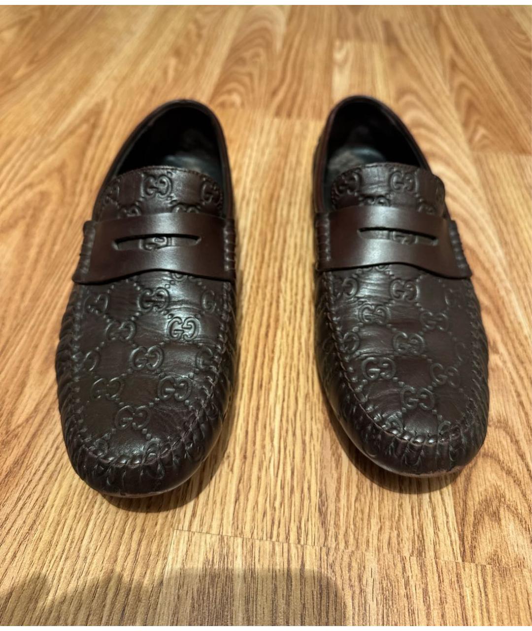 GUCCI Коричневые кожаные мокасины, фото 2