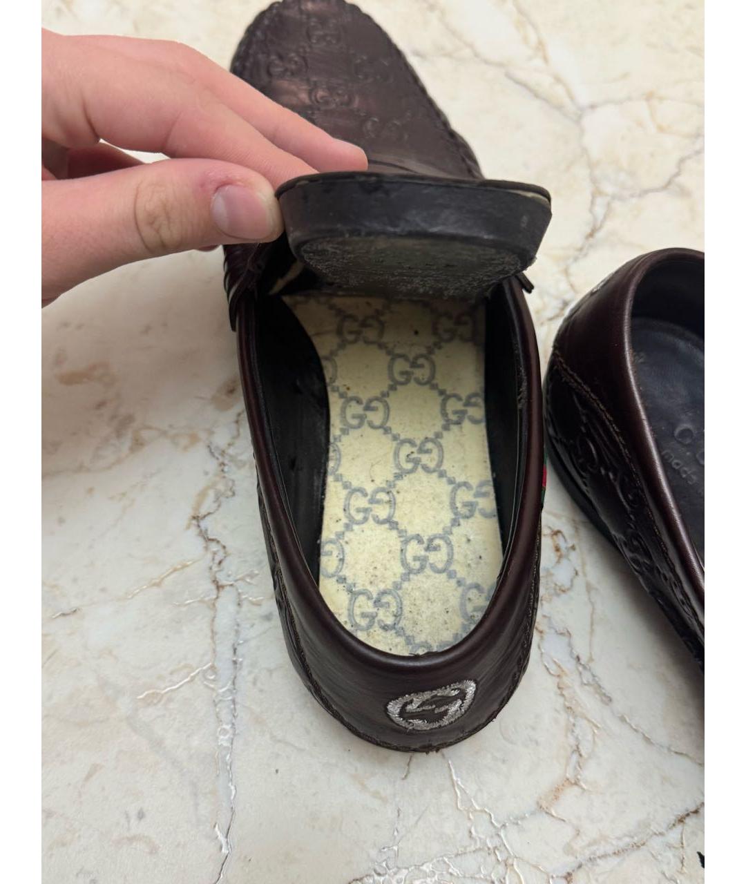GUCCI Коричневые кожаные мокасины, фото 6