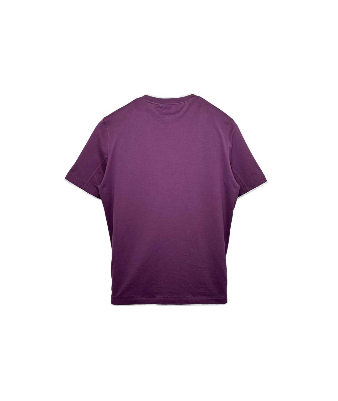 BRUNELLO CUCINELLI Фиолетовая хлопковая футболка, фото 3