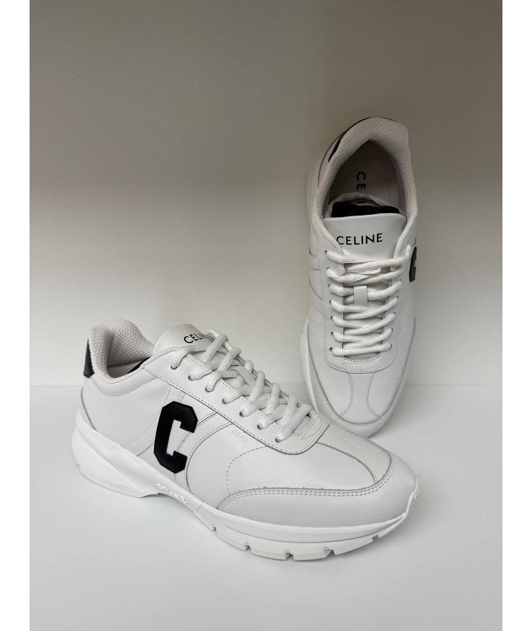 CELINE Белые кожаные кроссовки, фото 4
