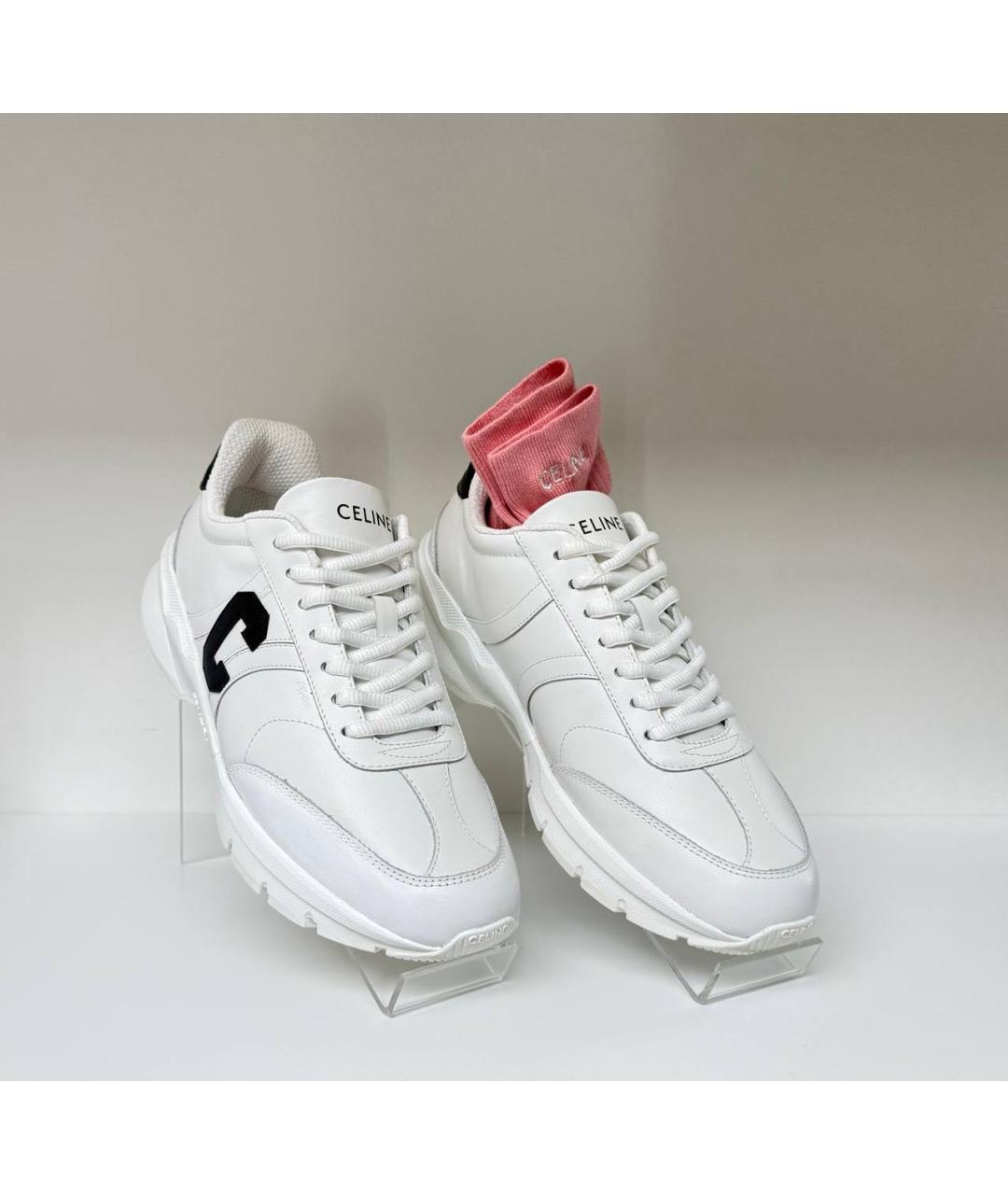CELINE Белые кожаные кроссовки, фото 3