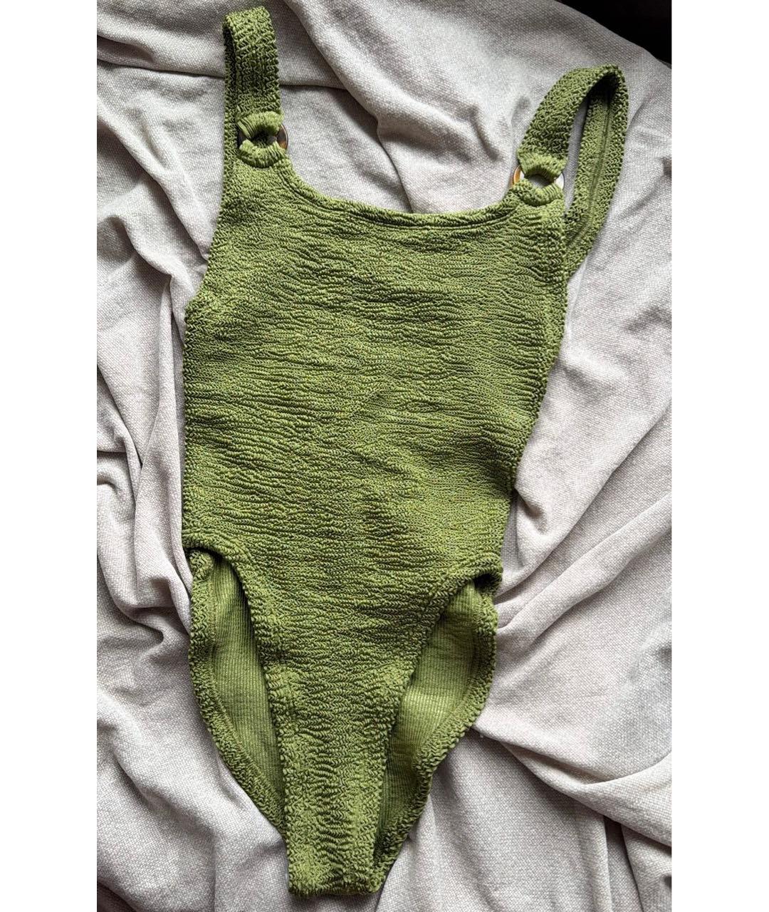 HUNZA G Хаки полиамидовый купальник, фото 2