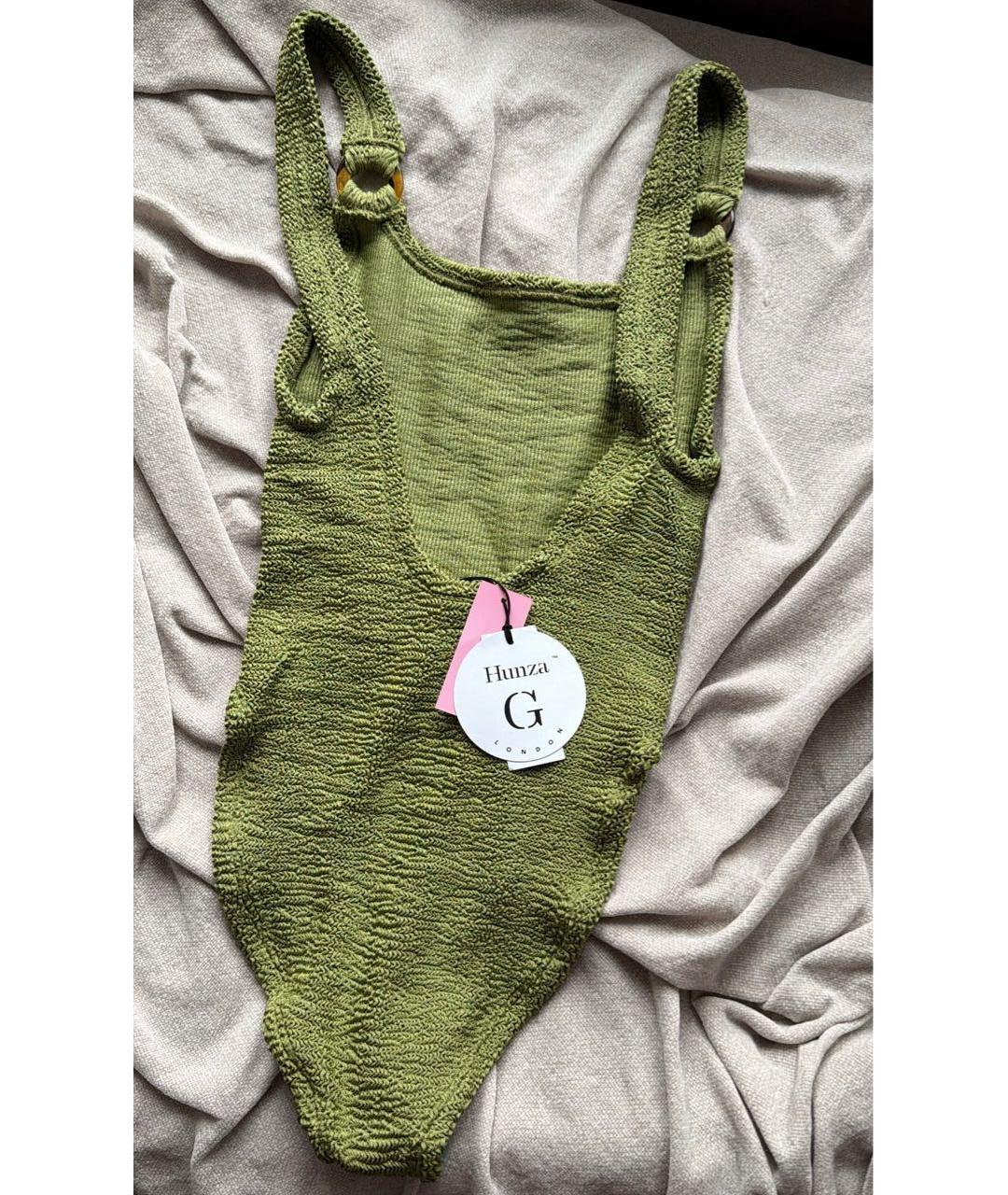 HUNZA G Хаки полиамидовый купальник, фото 3