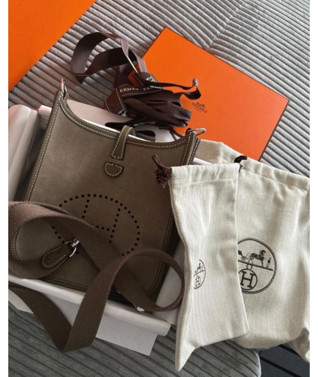 HERMES Бежевая замшевая сумка через плечо, фото 6