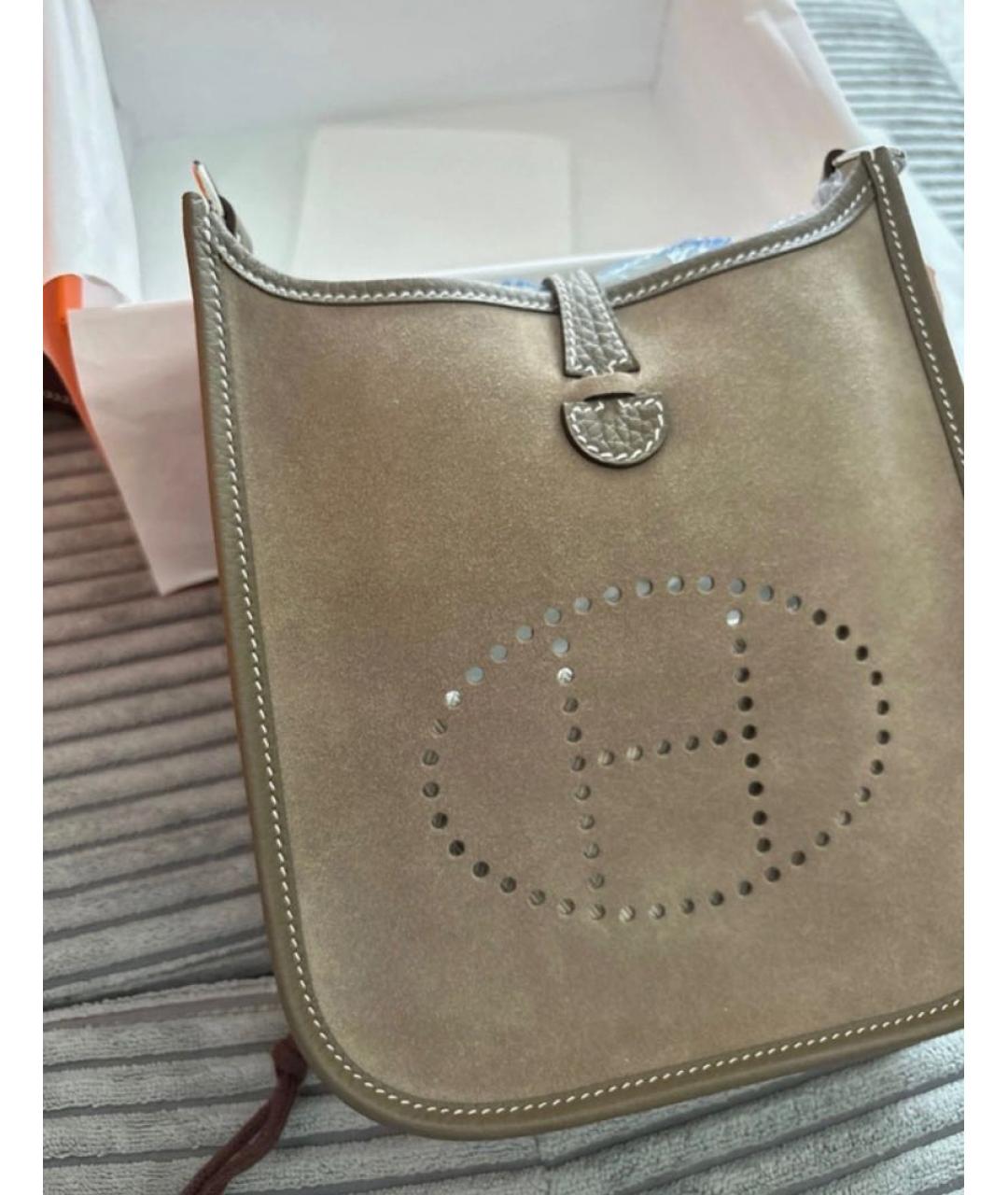 HERMES Бежевая замшевая сумка через плечо, фото 2