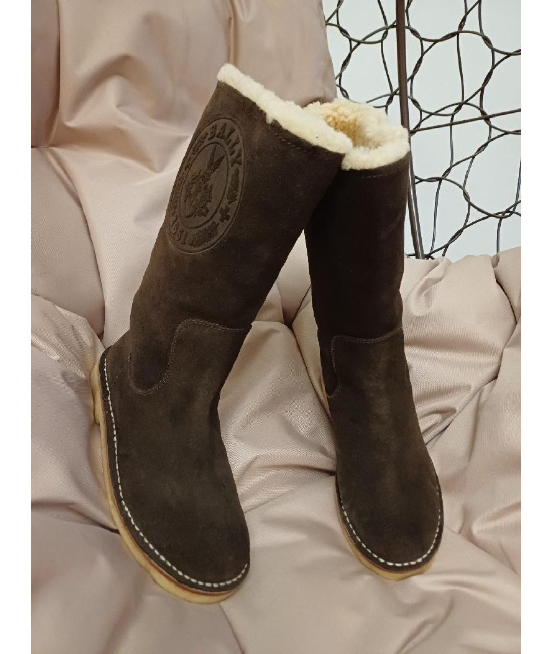 BALLY Коричневые замшевые сапоги, фото 3