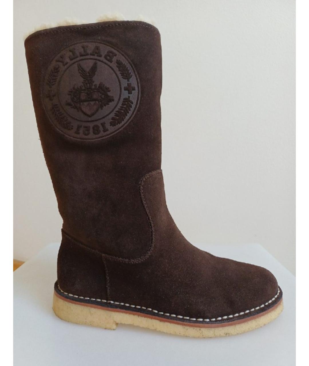 BALLY Коричневые замшевые сапоги, фото 10