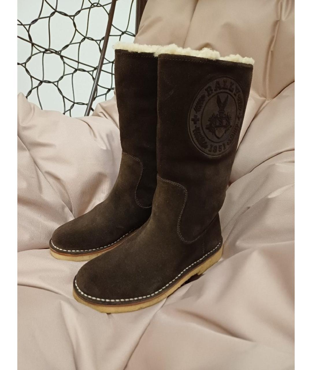 BALLY Коричневые замшевые сапоги, фото 6