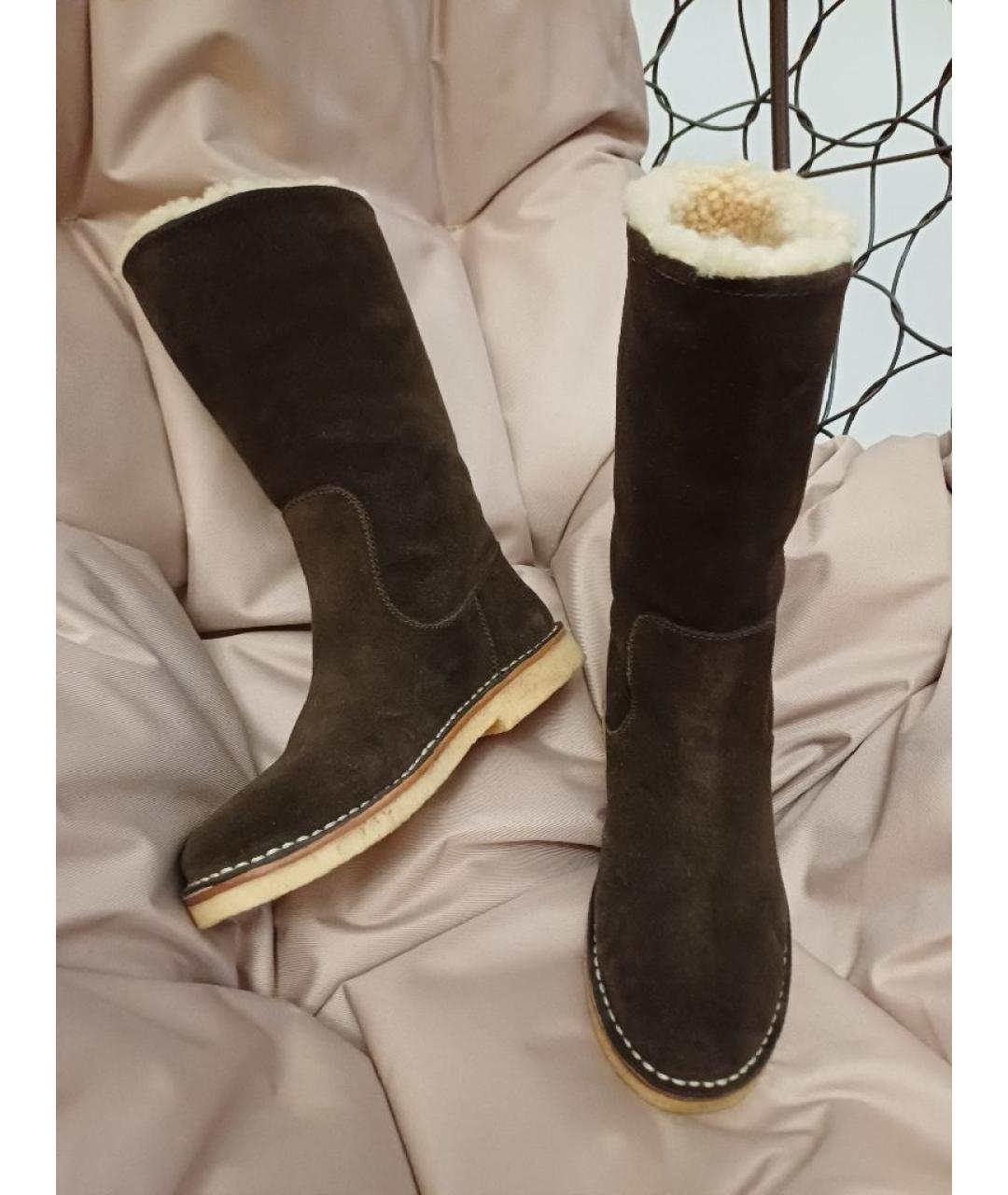 BALLY Коричневые замшевые сапоги, фото 4