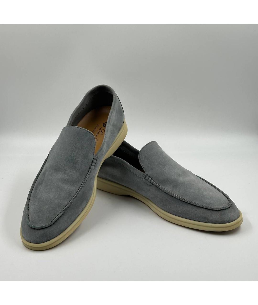 LORO PIANA Серые замшевые лоферы, фото 4