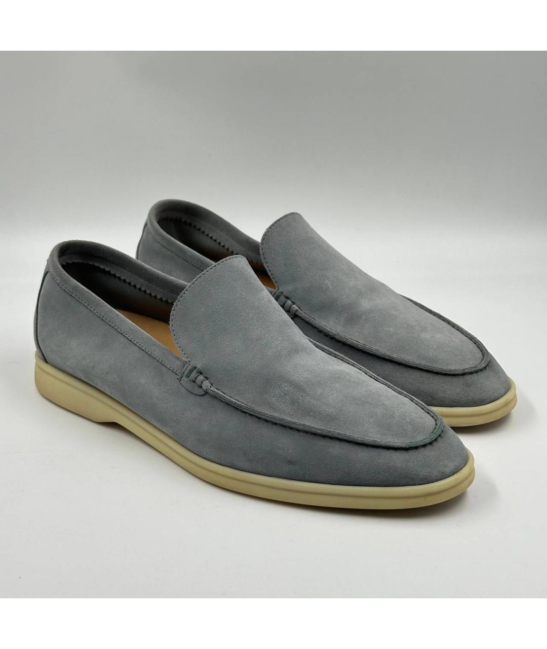 LORO PIANA Серые замшевые лоферы, фото 2