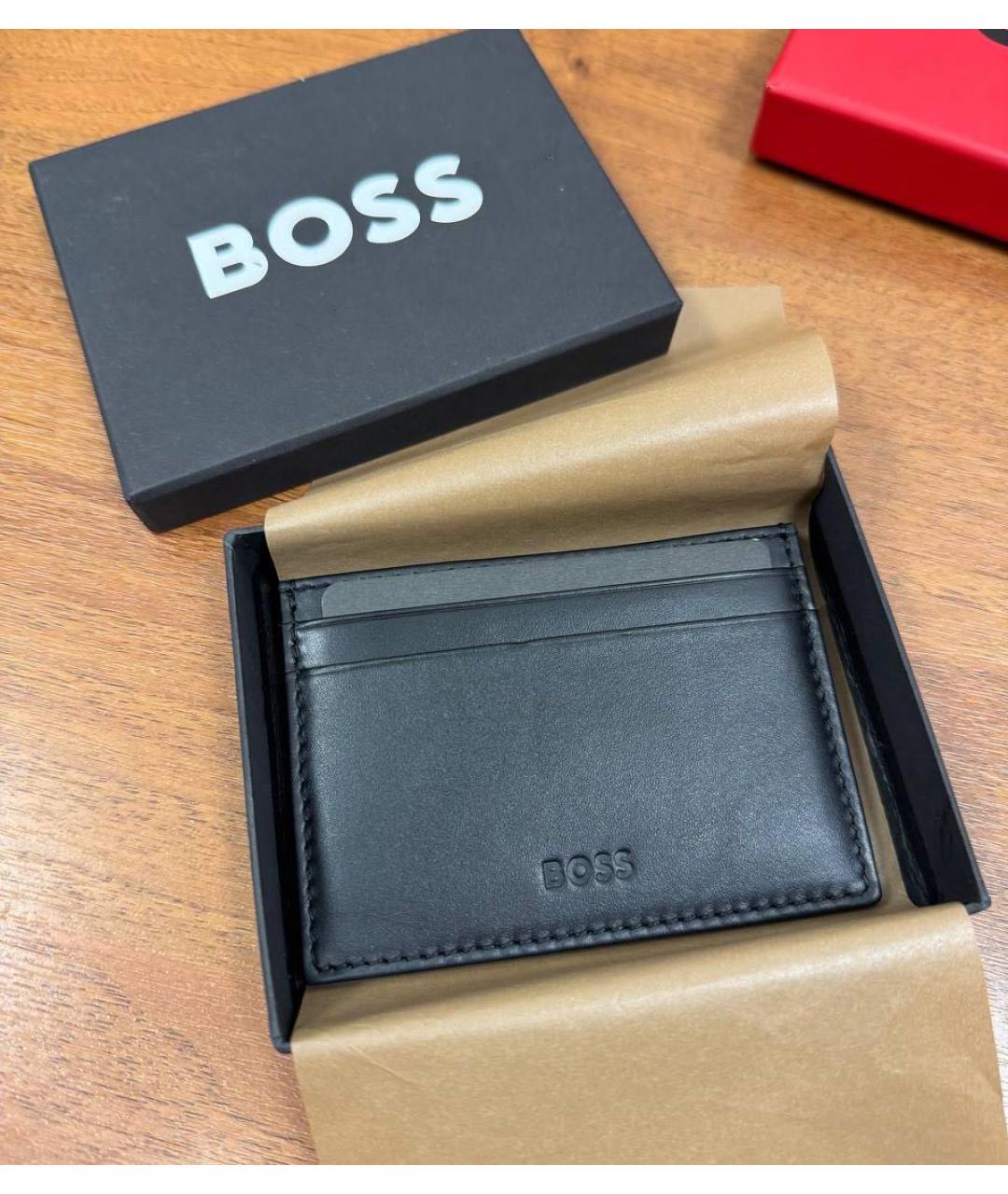 HUGO BOSS Черный кожаный кардхолдер, фото 2