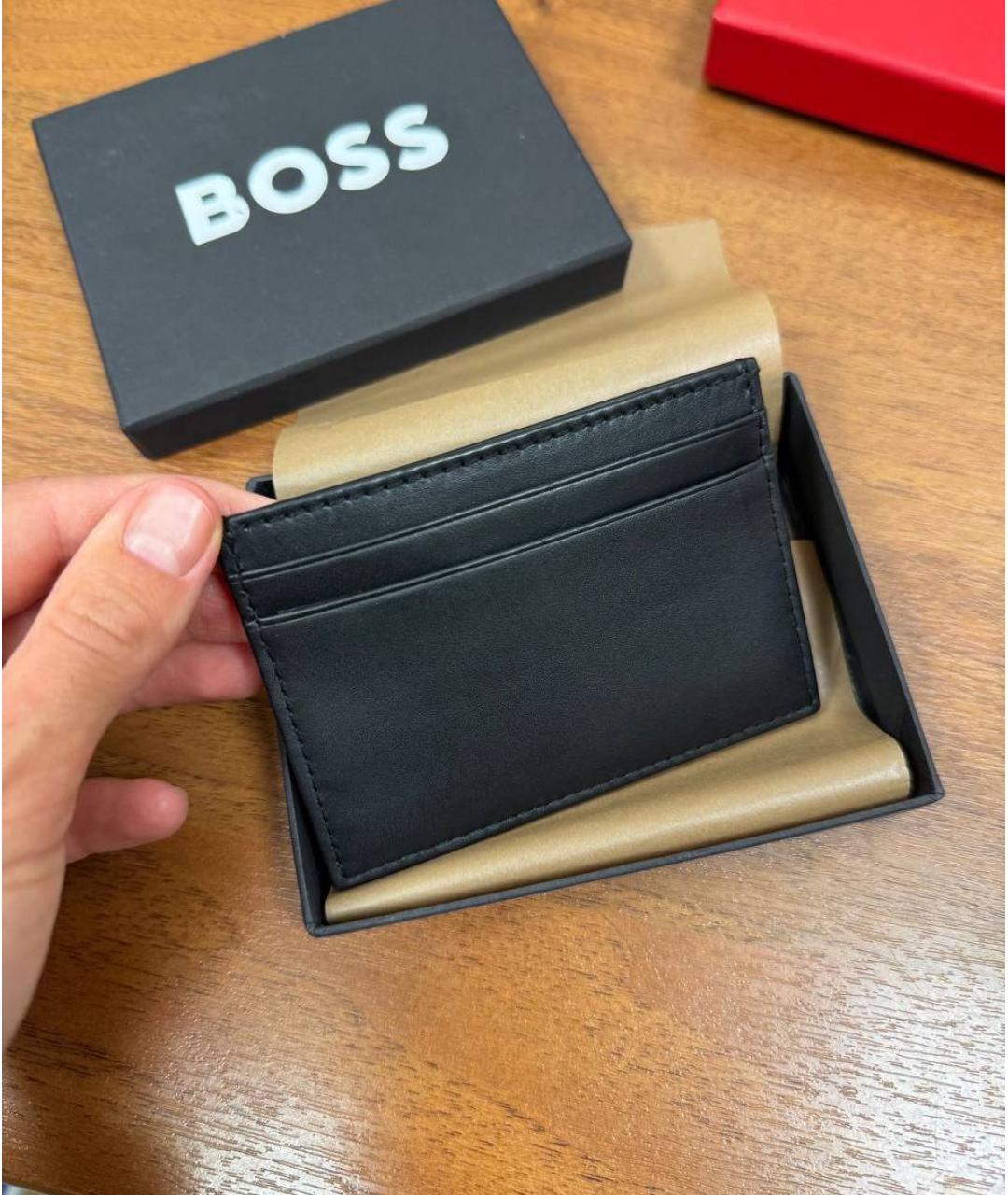 HUGO BOSS Черный кожаный кардхолдер, фото 3
