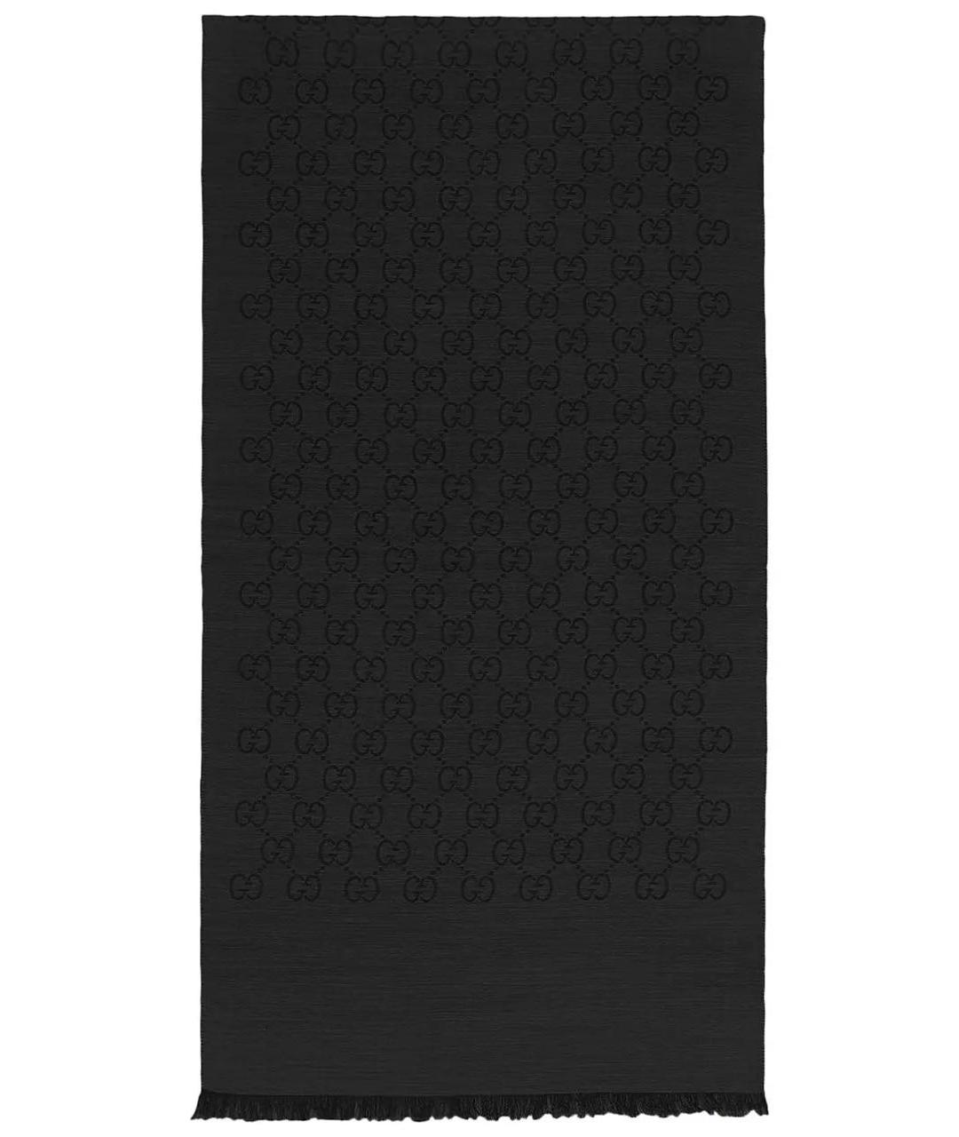 GUCCI Черный шерстяной шарф, фото 1