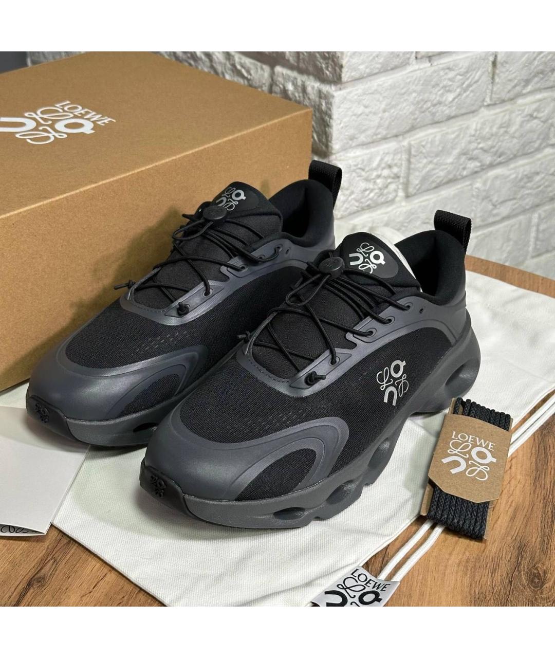 LOEWE Черные синтетические низкие кроссовки / кеды, фото 2