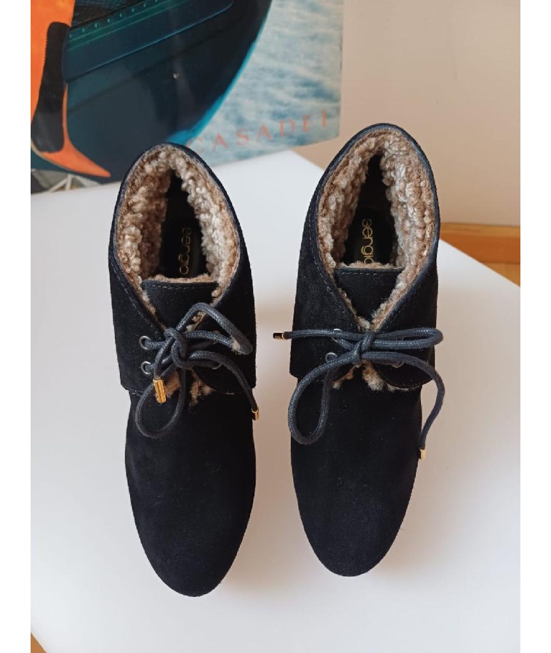 SERGIO ROSSI Черные замшевые ботильоны, фото 7