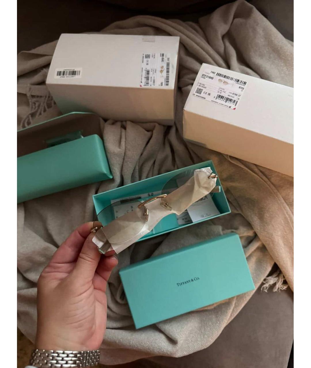 TIFFANY&CO Бежевые металлические солнцезащитные очки, фото 3