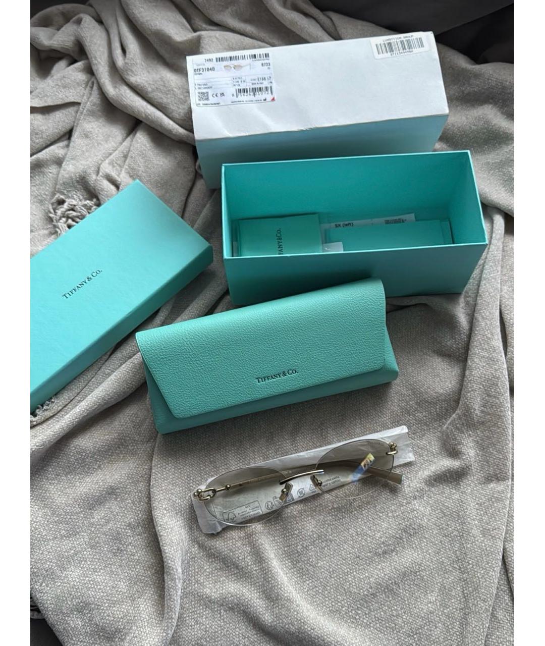 TIFFANY&CO Бежевые металлические солнцезащитные очки, фото 2