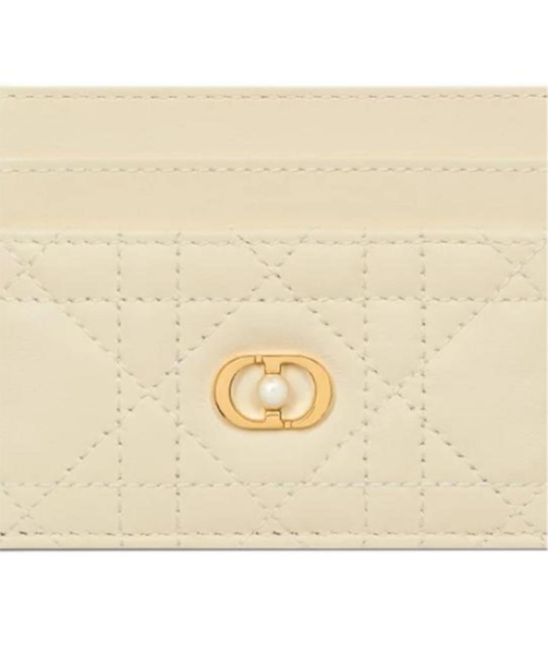 CHRISTIAN DIOR Бежевый кожаный кардхолдер, фото 3