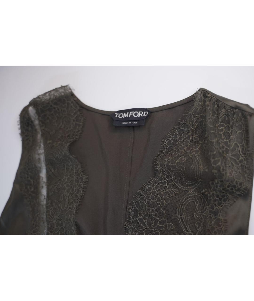 TOM FORD Хаки шелковая блузы, фото 5