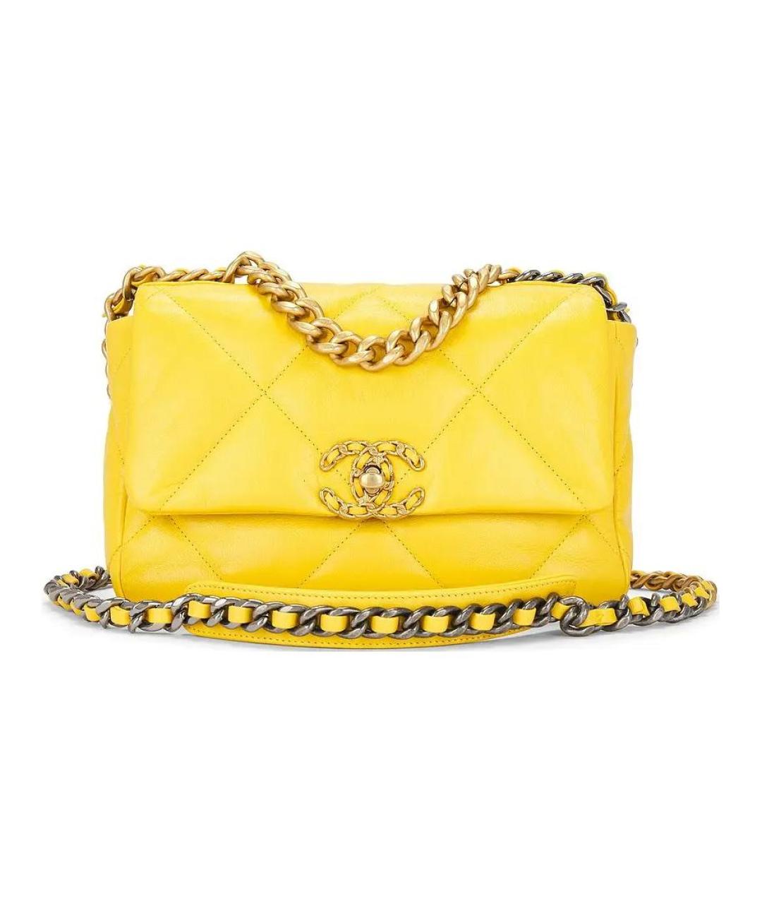 CHANEL Желтая кожаная сумка через плечо, фото 1