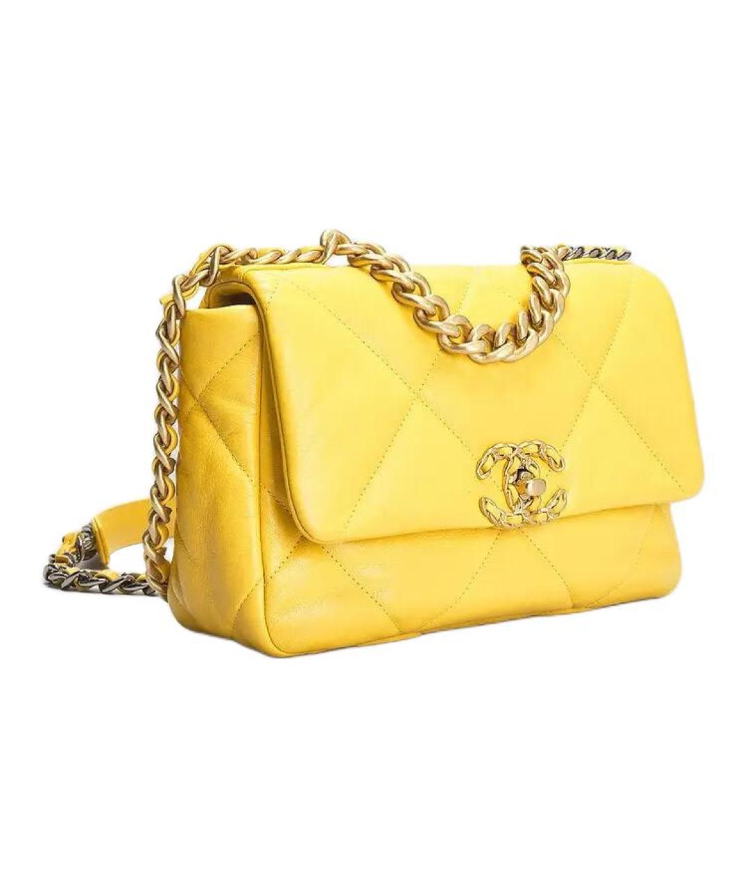 CHANEL Желтая кожаная сумка через плечо, фото 2