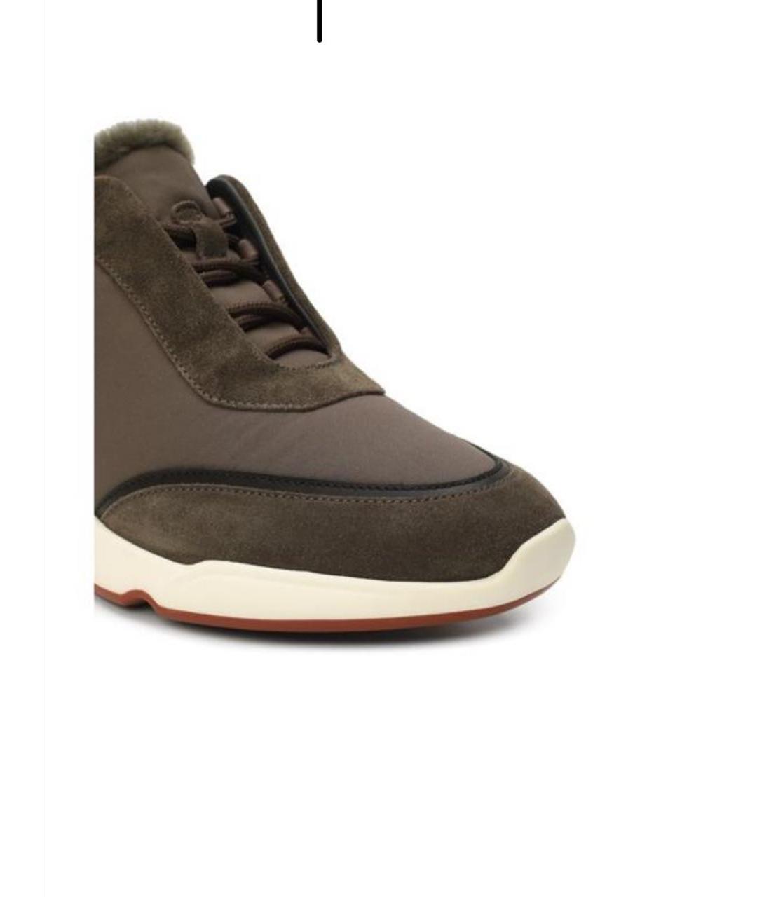 LORO PIANA Горчичные замшевые кроссовки, фото 5