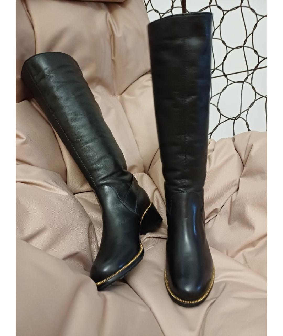 SERGIO ROSSI Черные кожаные сапоги, фото 4
