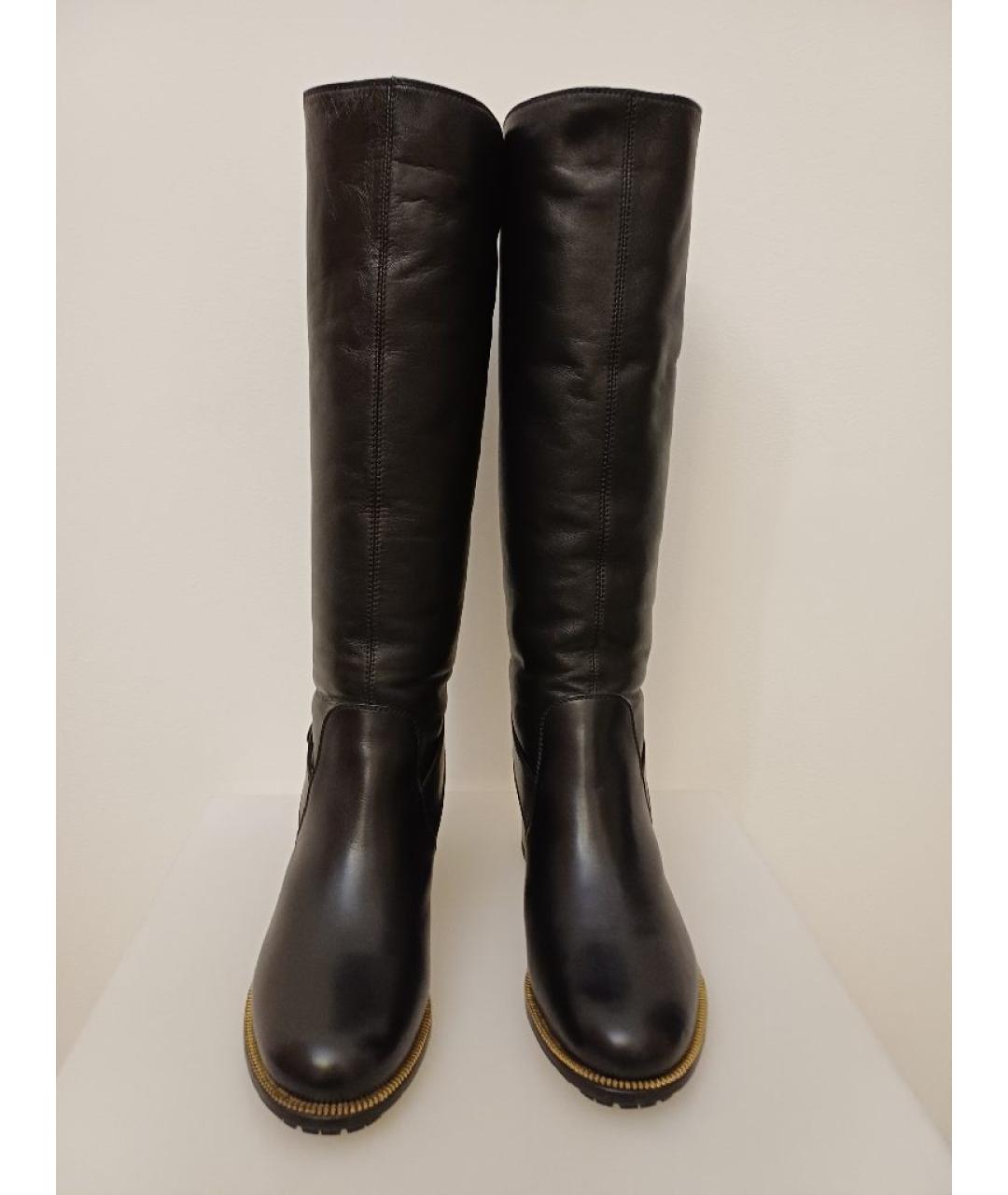 SERGIO ROSSI Черные кожаные сапоги, фото 7