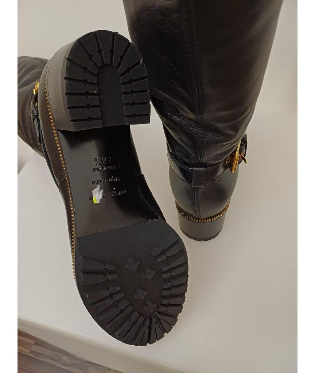 SERGIO ROSSI Черные кожаные сапоги, фото 9