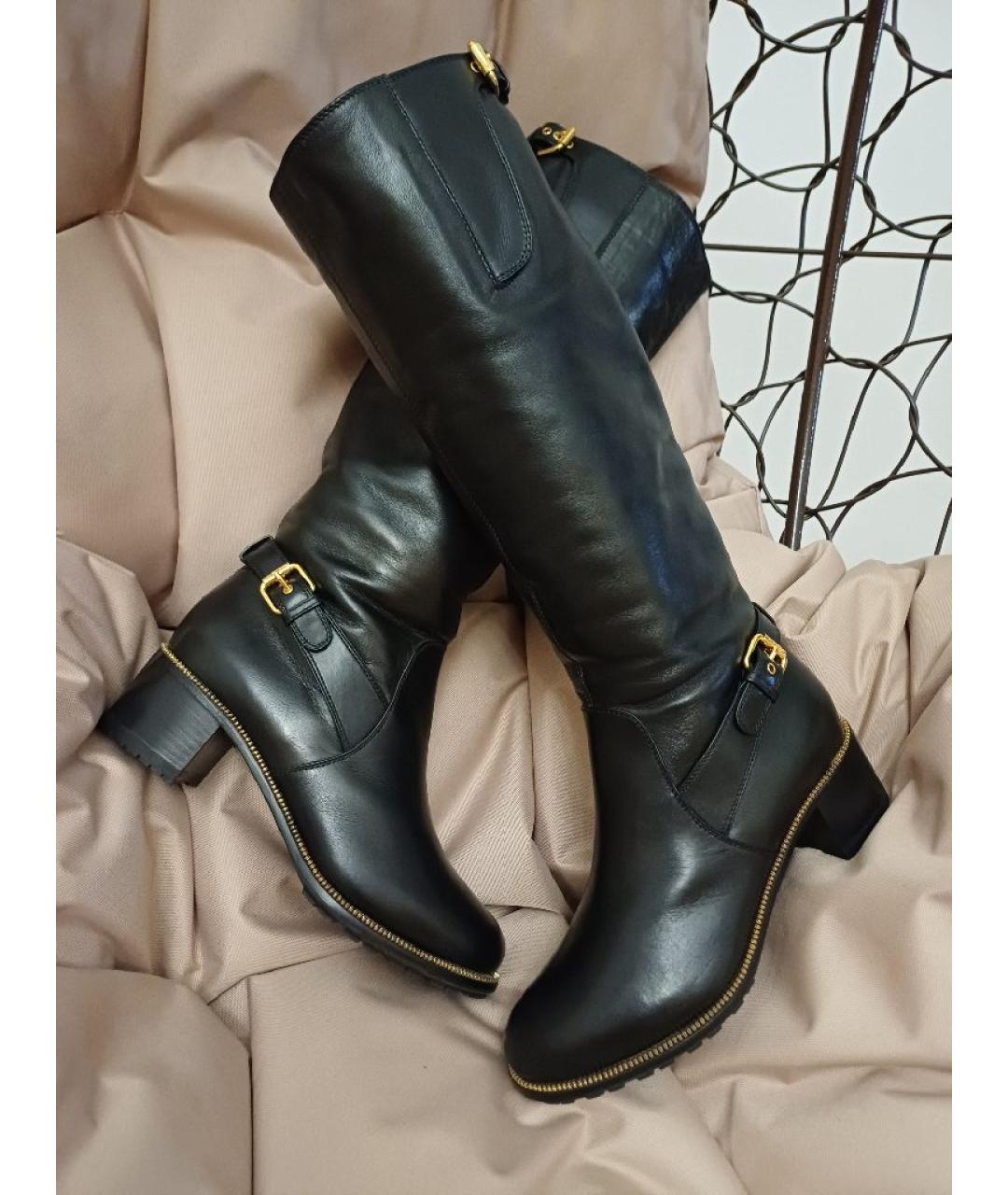 SERGIO ROSSI Черные кожаные сапоги, фото 5