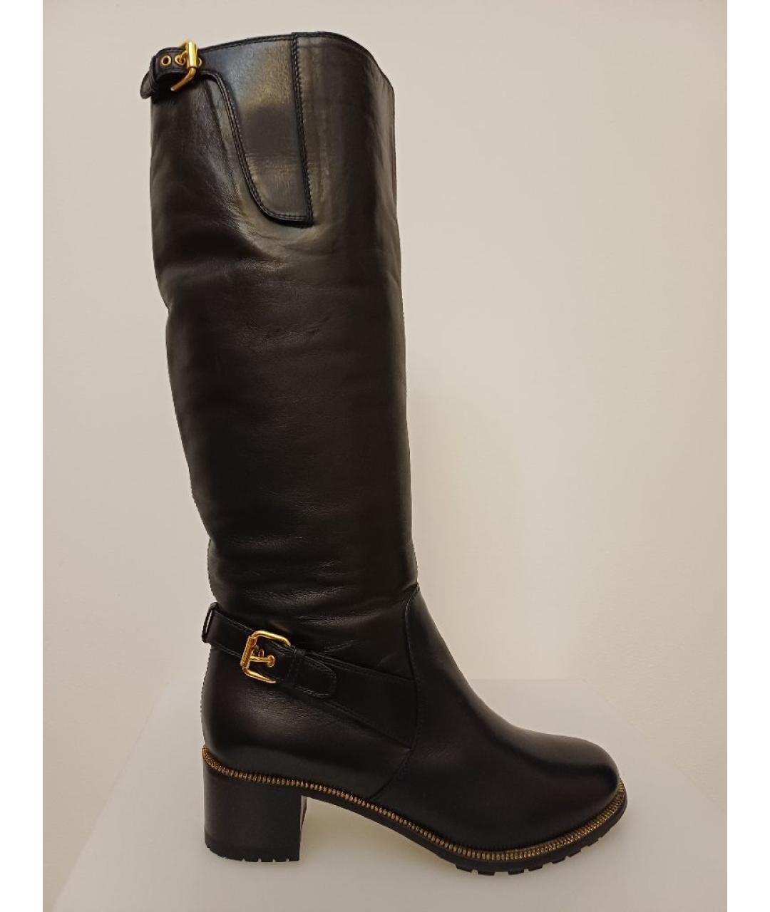 SERGIO ROSSI Черные кожаные сапоги, фото 10