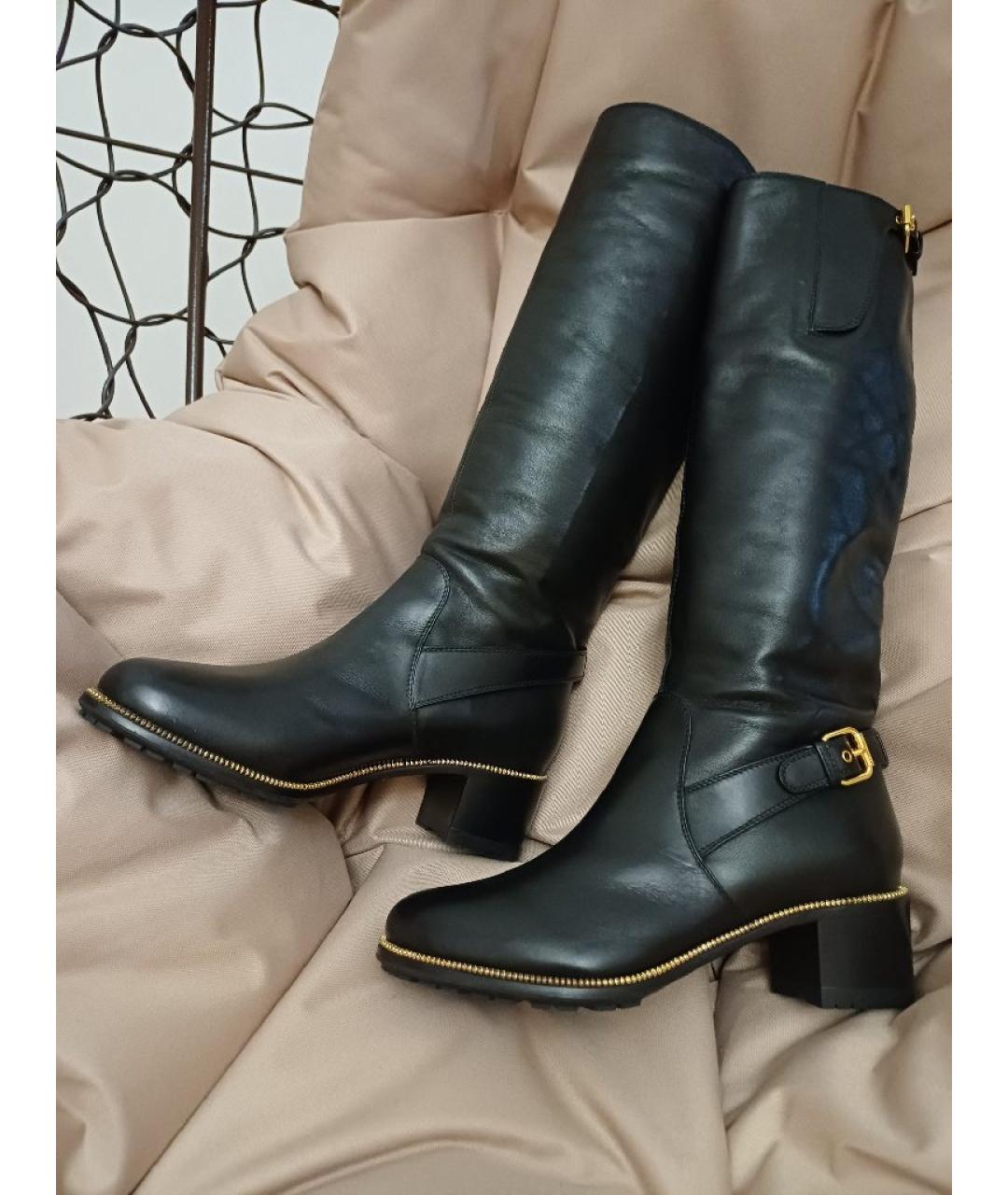 SERGIO ROSSI Черные кожаные сапоги, фото 2