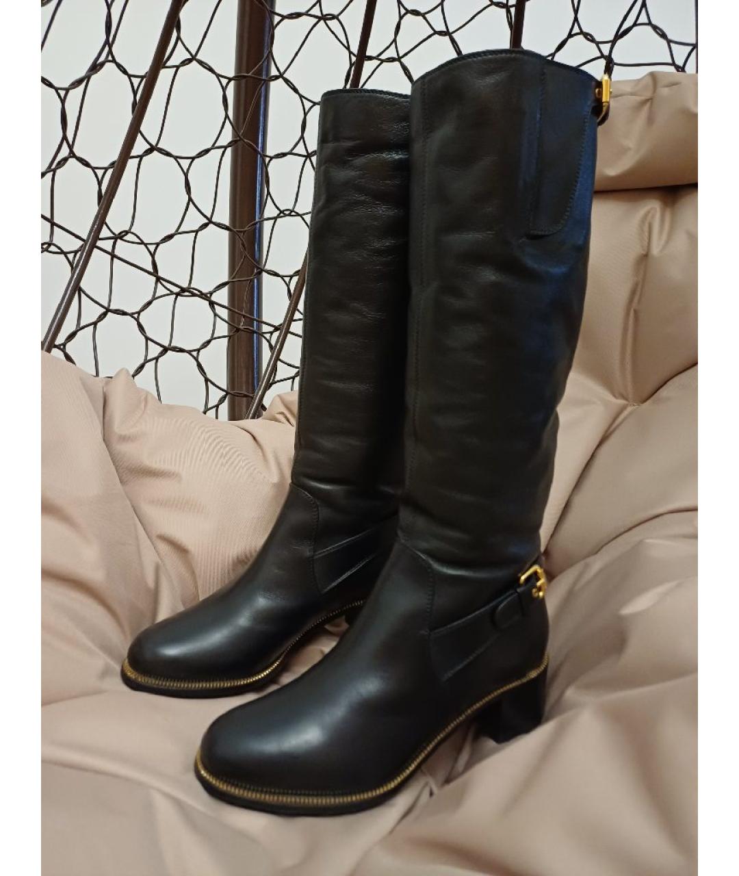 SERGIO ROSSI Черные кожаные сапоги, фото 6